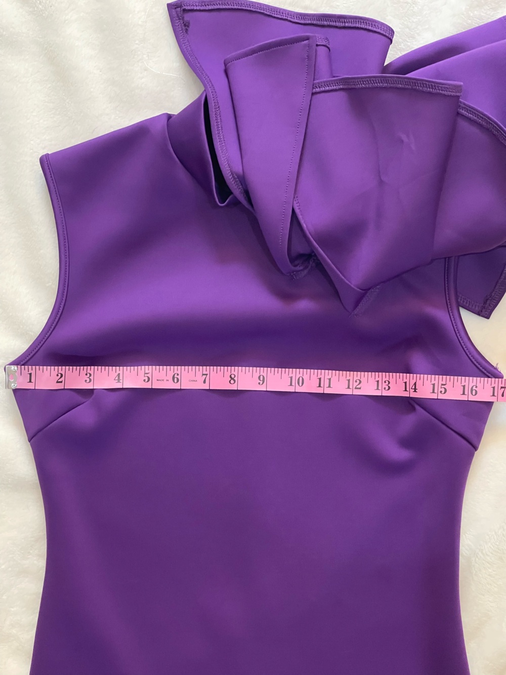 Purple One-Shoulder Ruffle Midi Dress - Picture 9 of 13